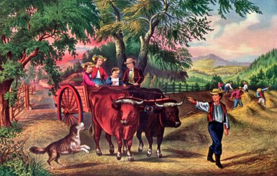 Tiempo de heno, la primera carga, 1868 de Currier and Ives