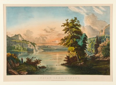 Lago Indio - Puesta de sol de Currier and Ives