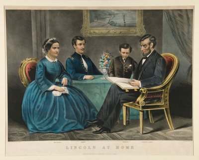 Lincoln en casa de Currier and Ives
