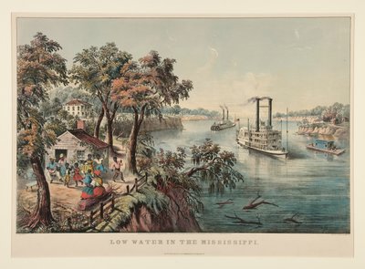Agua baja en el Mississippi de Currier and Ives