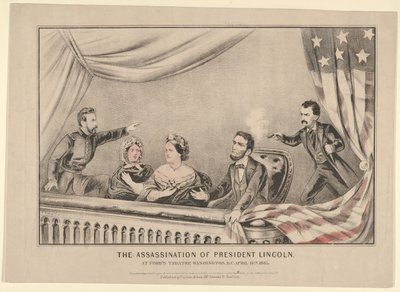 El Asesinato del Presidente Lincoln en el Teatro Ford, Washington D.C., 14 de abril de 1865 de Currier and Ives