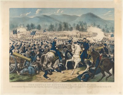 La batalla de Gettysburg, Pa., 3 de julio de 1863, 1863 de Currier and Ives