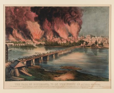 La caída de Richmond, Virginia, en la noche del 2 de abril de 1865 de Currier and Ives