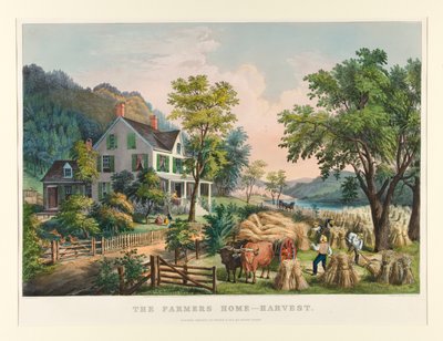 La casa de los granjeros - Cosecha de Currier and Ives