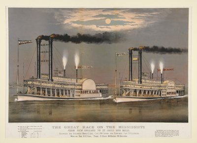 La Gran Carrera en el Mississippi/de Nueva Orleans a St. Louis 1210 Millas de Currier and Ives