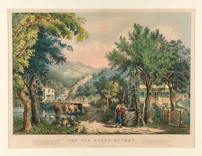 El viejo cubo de roble de Currier and Ives