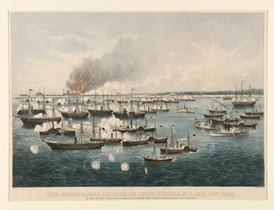 El ataque victorioso en Fort Fisher, Carolina del Norte de Currier and Ives