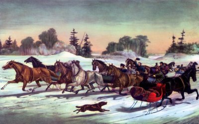 Trotones en la nieve, 1858 de Currier and Ives