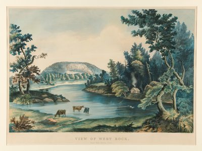 Vista de West Rock de Currier and Ives