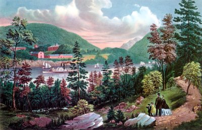 West Point, Academia Militar de EE. UU., desde la orilla opuesta, 1862 de Currier and Ives