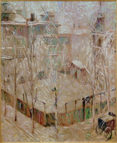Vista desde el estudio a casas nevadas en la calle Rauch de Curt Herrmann