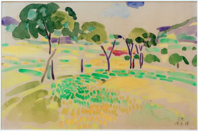 Paisaje con árboles cerca de Pretzfeld de Curt Herrmann