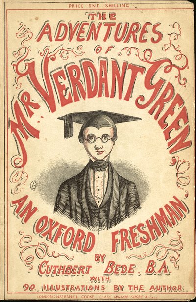 Ilustración de portada para Las aventuras del Sr. Verdant Green, un novato de Oxford de Cuthbert Bede