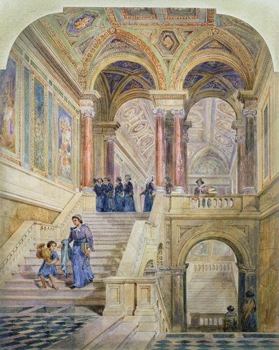 Diseño para la escalera del Ayuntamiento de Leeds, 1853-58 de Cuthbert Brodrick