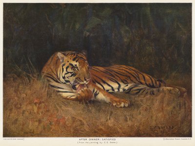 Después de la cena, satisfecha (color litho) de Cuthbert Edmund Swan