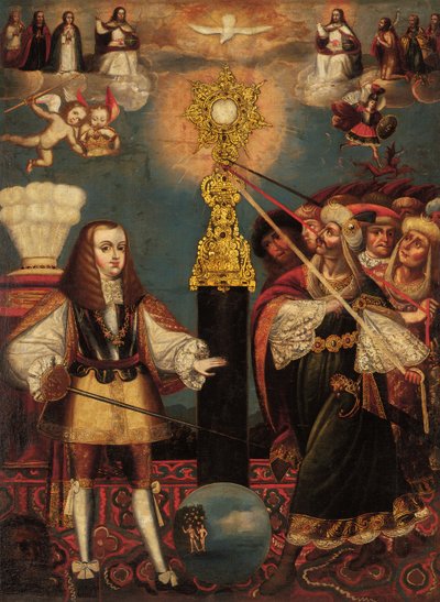 Carlos II en Defensa de la Eucaristía, finales del siglo XVII de Cuzco School