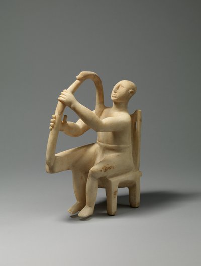 Tocador de arpa sentado de mármol, 2800-2700 a.C. (mármol) de Cycladic Cycladic