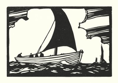 Barcos de pesca y barcazas: Deal Galley Punt (xilografía) de Cyril A. Wilkinson