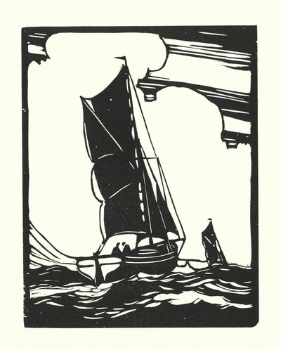 Barcos de pesca y barcazas: Leigh Bawley (xilografía) de Cyril A. Wilkinson
