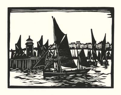 Barcos y gabarras de pesca: Ramsgate Trawlers (xilografía) de Cyril A. Wilkinson