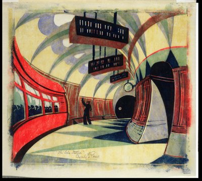 The Tube Train, c.1932 (linograbado) (ver también 246012) de Cyril Edward Power