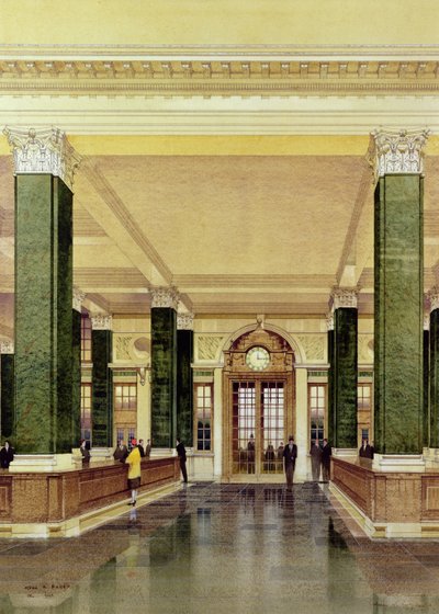 Interior del Midland Bank, Londres de Cyril Farey