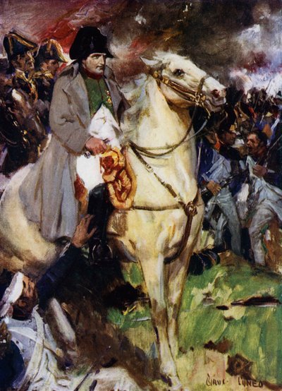 Napoleón en Waterloo (litografía en color) de Cyrus Cuneo