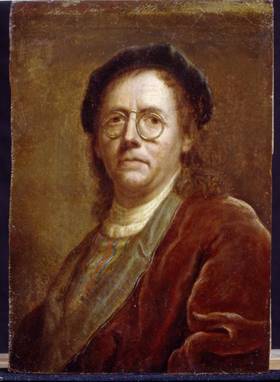 Auto retrato. Obra de Jan (Jean) Kupecky (Kupetzki)(1667-1740), óleo sobre cartón. Arte checo de Czech School