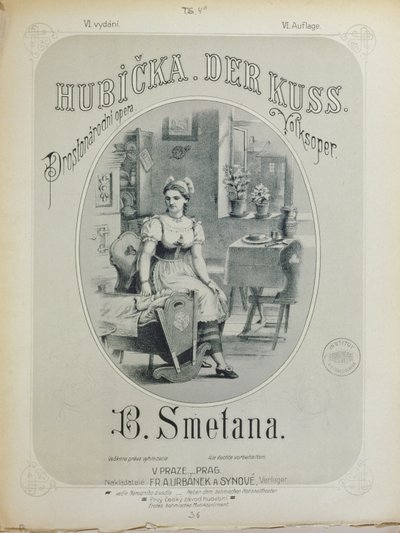 Portada de la partitura de El Beso por Bedrich Smetana (1824-84) de Czech School