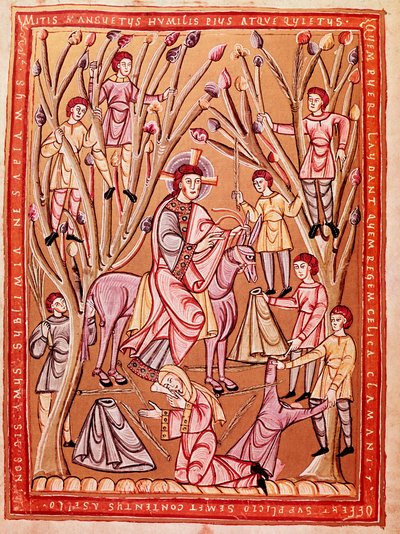 Entrada triunfal de Jesús en Jerusalén (miniatura, hacia 1085) de Czech School