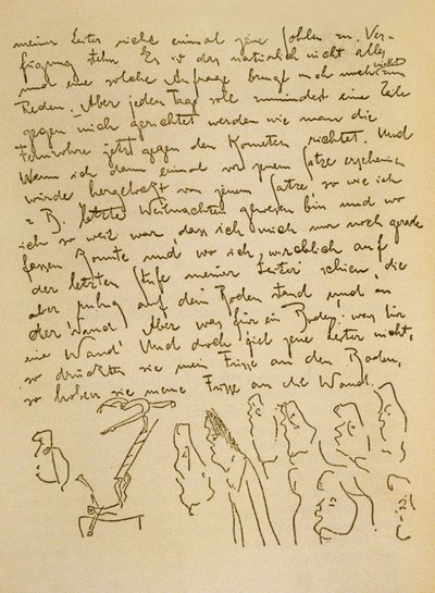 Manuscrito de Franz Kafka, c.1910 (tinta sobre papel) de Czech School
