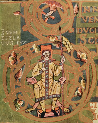 Ms XIV A 13-1 San Wenceslao (907-929) del Códice de Vysehrad, c.1085 de Czech School