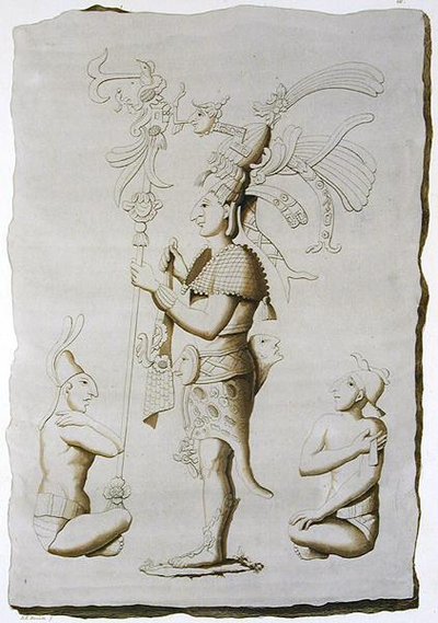 Un rey, escultura del Palacio, Palenque, Chiapas, México de D.K. (after) Bonatti