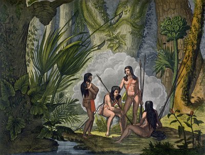 Tribus Camacani en el bosque de la selva amazónica, Brasil, de 