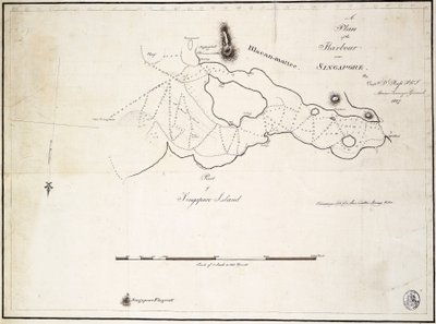 Un plano del puerto cerca de Singapur por el Capitán D.l. Ross, FRS Marine Surveyor General de D. I. Ross