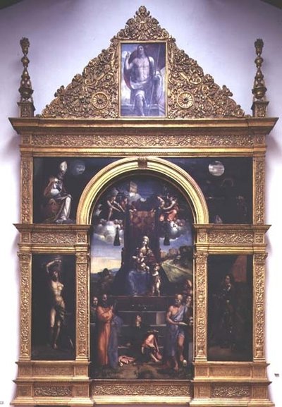 Virgen y Niño entronizados con Santos de D. and Garofalo Dossi