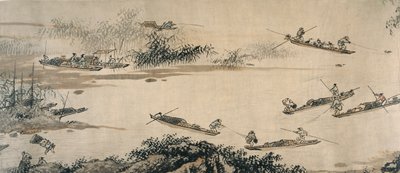 Pescadores en un río otoñal de Dai Jin