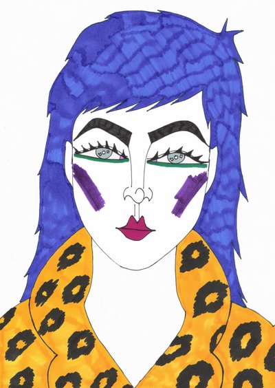 Pelo azul, 2018 (rotulador sobre papel) de Daisy de Villeneuve