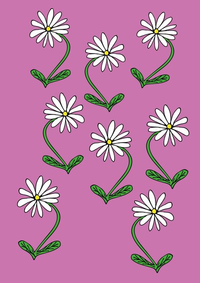 Repetir margaritas Fondo rosa (digital) de Daisy de Villeneuve
