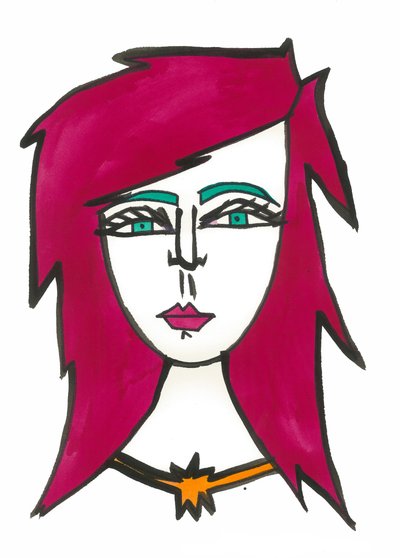 Pelo rosa oscuro, 2024 (bolígrafo con pintura sobre papel) de Daisy de Villeneuve