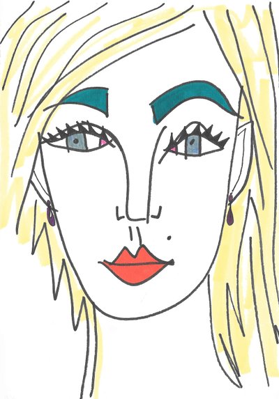 Chica de ojos azules (rotulador sobre papel) de Daisy de Villeneuve