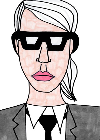 Karl Lagerfeld (rotulador sobre papel) de Daisy de Villeneuve