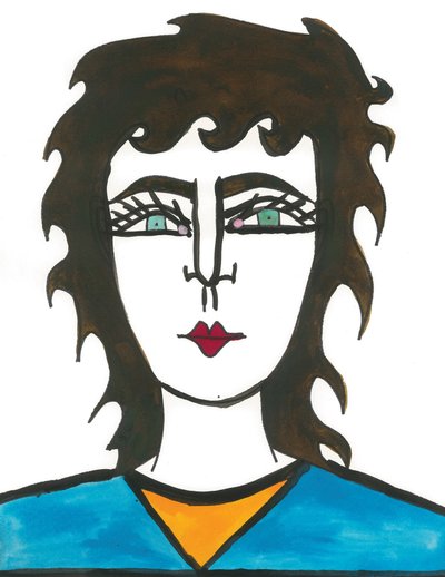 Mullet Hair, 2024 (pluma con pintura sobre papel) de Daisy de Villeneuve