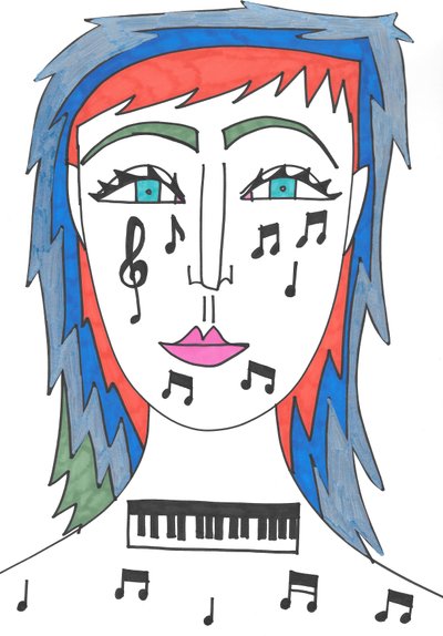 Música (rotulador sobre papel) de Daisy de Villeneuve