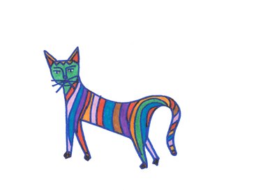 Gato arco iris (rotulador sobre papel) de Daisy de Villeneuve