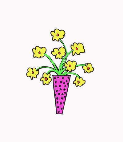 Jarrón de flores (bolígrafo sobre papel y Photoshop) de Daisy de Villeneuve