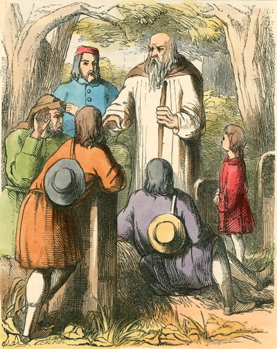 Dick Whittington escuchando a los aldeanos de Dalziel Brothers