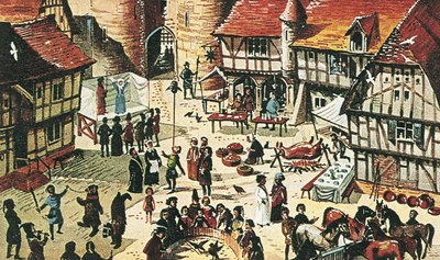 Feria medieval (litografía en color) de Dan Escott