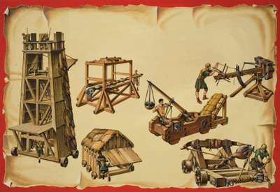 Maquinaria de asedio (gouache sobre papel) de Dan Escott