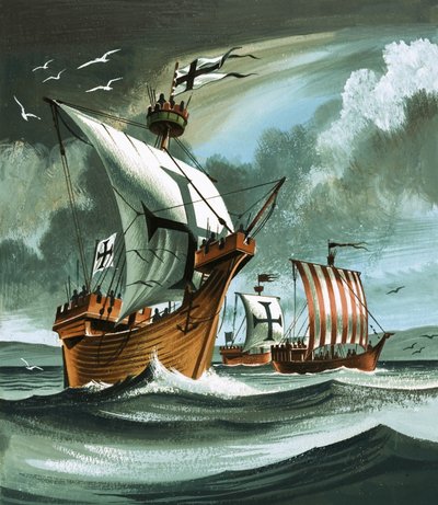 Barcos mercantes con Caballeros Teutónicos a bordo se acercan a un barco pirata de Dan Escott